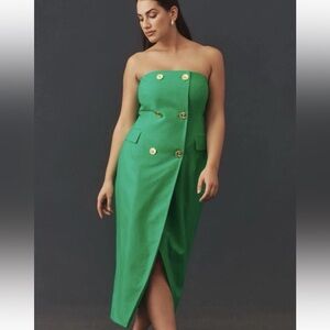 Green Double-Breasted Dress with Gold Buttons